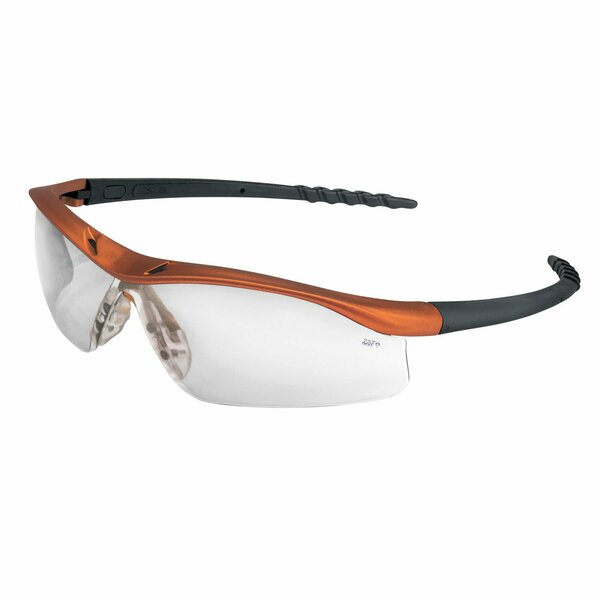 Mcr Safety Glasses, DL1 Orange Frame, Clear UV-AF Lens, 12PK DL210AF